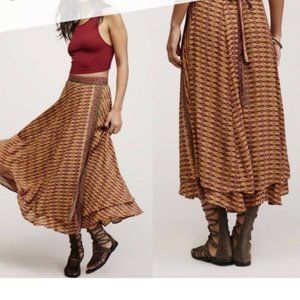 Free People Brown Boho Wrap Maxi Skirt - Size 0